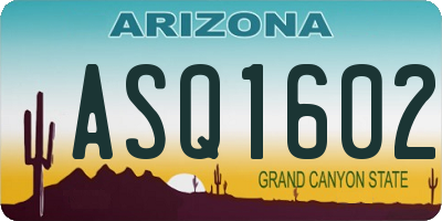AZ license plate ASQ1602