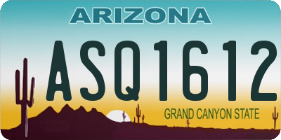 AZ license plate ASQ1612