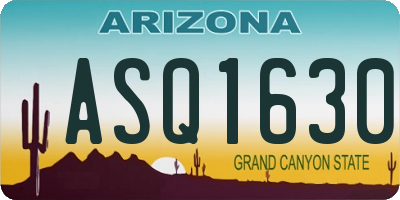 AZ license plate ASQ1630