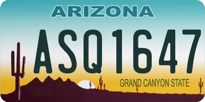 AZ license plate ASQ1647
