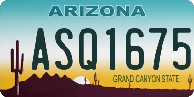 AZ license plate ASQ1675