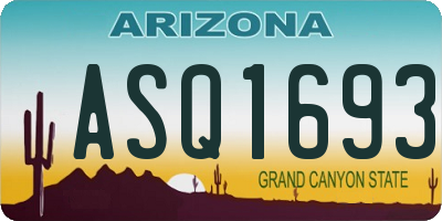 AZ license plate ASQ1693