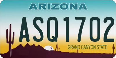 AZ license plate ASQ1702
