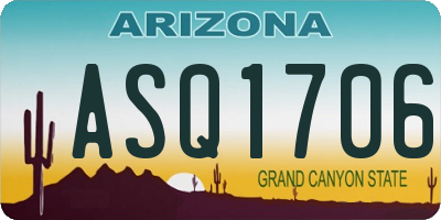 AZ license plate ASQ1706