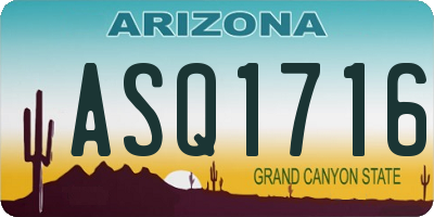 AZ license plate ASQ1716