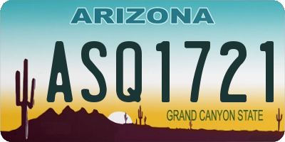 AZ license plate ASQ1721