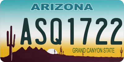 AZ license plate ASQ1722