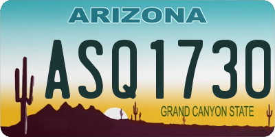 AZ license plate ASQ1730