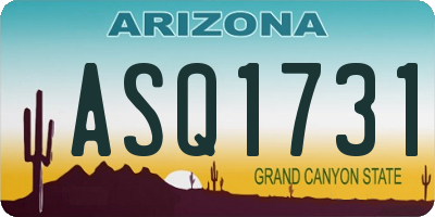AZ license plate ASQ1731