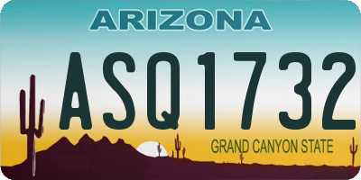 AZ license plate ASQ1732