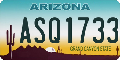 AZ license plate ASQ1733