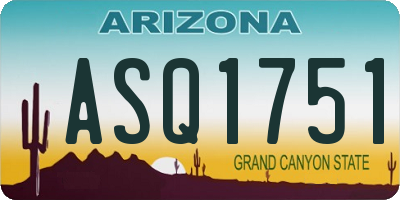 AZ license plate ASQ1751