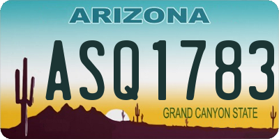 AZ license plate ASQ1783
