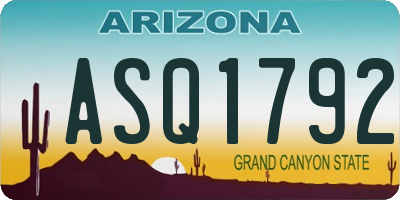 AZ license plate ASQ1792
