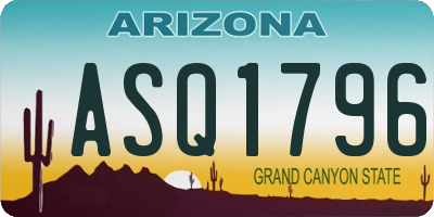 AZ license plate ASQ1796