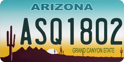 AZ license plate ASQ1802