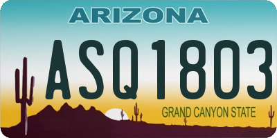 AZ license plate ASQ1803