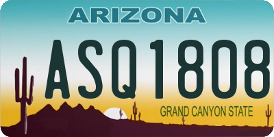 AZ license plate ASQ1808