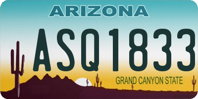 AZ license plate ASQ1833