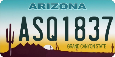 AZ license plate ASQ1837