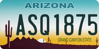 AZ license plate ASQ1875