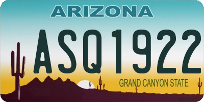 AZ license plate ASQ1922