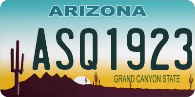 AZ license plate ASQ1923
