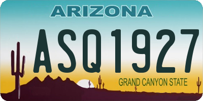 AZ license plate ASQ1927