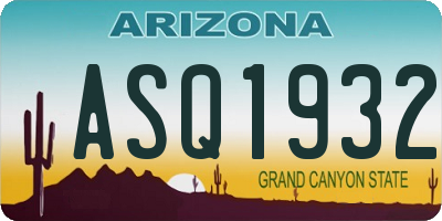 AZ license plate ASQ1932