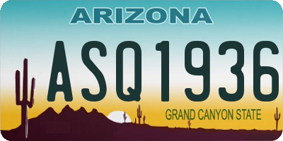AZ license plate ASQ1936