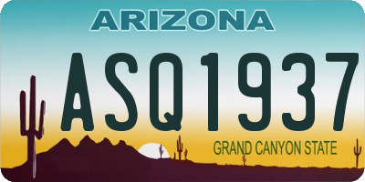 AZ license plate ASQ1937