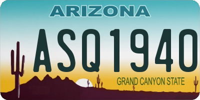 AZ license plate ASQ1940