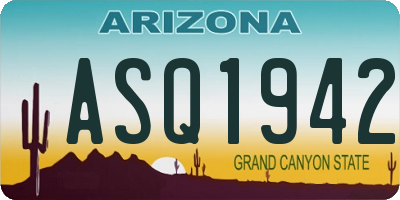AZ license plate ASQ1942