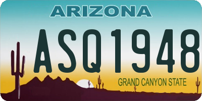 AZ license plate ASQ1948