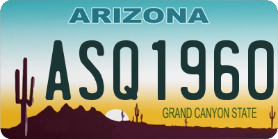 AZ license plate ASQ1960