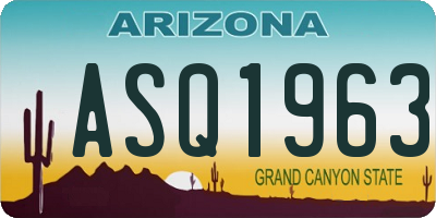 AZ license plate ASQ1963