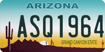 AZ license plate ASQ1964