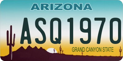 AZ license plate ASQ1970