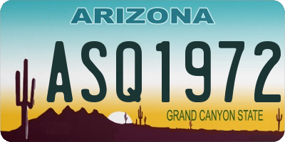 AZ license plate ASQ1972