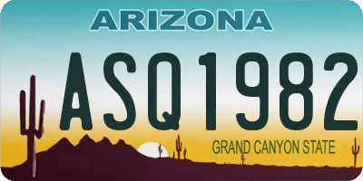 AZ license plate ASQ1982