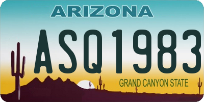 AZ license plate ASQ1983