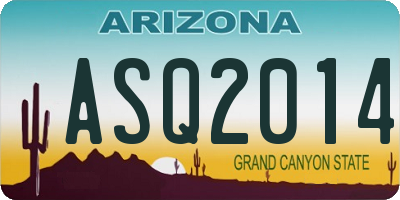 AZ license plate ASQ2014