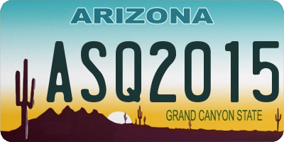 AZ license plate ASQ2015