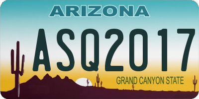 AZ license plate ASQ2017