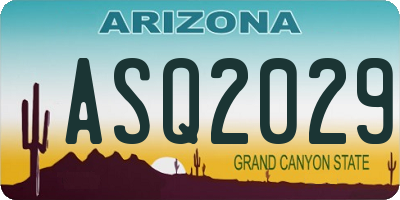 AZ license plate ASQ2029