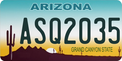 AZ license plate ASQ2035