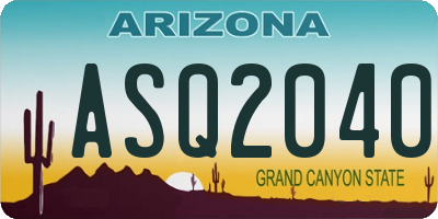 AZ license plate ASQ2040