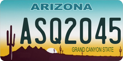 AZ license plate ASQ2045