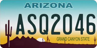 AZ license plate ASQ2046