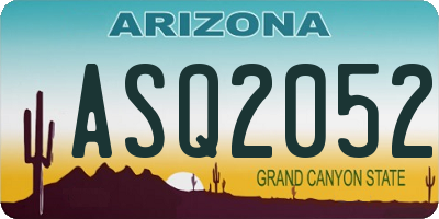 AZ license plate ASQ2052